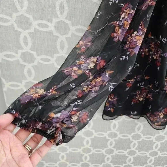 1. State V neck Long sleeve Floral Chiffon Blouse 2X - Picture 4 of 9